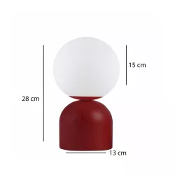 MAGIC 204-0135 Μοντέρνο Eπιτραπέζιο Φωτιστικό Μονόφωτο 1 x E14 IP20 Κόκκινο Μέταλλο με Λευκό Γυαλί - Μ13 x Π13 x Υ28cm