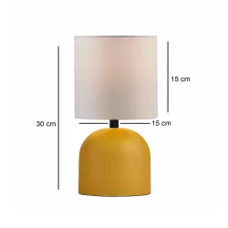 LOREN 204-0137 Μοντέρνο Eπιτραπέζιο Φωτιστικό Μονόφωτο 1 x E27 IP20 Κίτρινο Μέταλλο με Μπεζ        Ύφασμα - Μ15 x Π15 x Υ31cm
