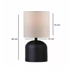LOREN 204-0138 Μοντέρνο Eπιτραπέζιο Φωτιστικό Μονόφωτο 1 x E27 IP20 Μαύρο Μέταλλο με Μπεζ  Ύφασμα - Μ15 x Π15 x Υ31cm