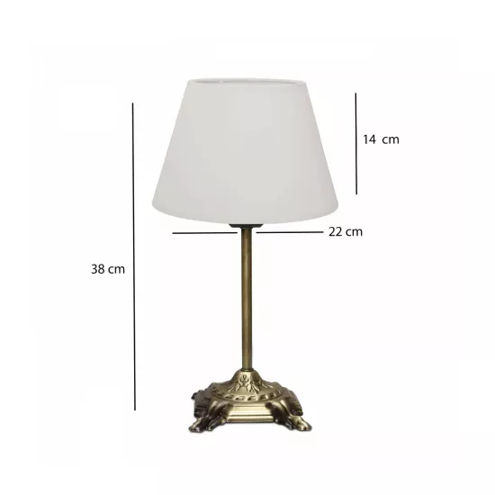 AΝΤΙQUE 204-0142 Vintage Eπιτραπέζιο Φωτιστικό Μονόφωτο 1 x E27 IP20 Μπρούτζινο Μέταλλο με Λευκό Ύφασμα - Μ22 x Π22 x Υ38cm AΝΤΙQUE 204-0142 Vintage Eπιτραπέζιο Φωτιστικό Μονόφωτο 1 x E27 IP20 Μπρούτζινο Μέταλλο με Λευκό Ύφασμα - Μ22 x Π22 x Υ38cm
