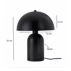 GASCO 204-0146 Μοντέρνο Eπιτραπέζιο Φωτιστικό Μονόφωτο 1 x E27 IP20 Μαύρο Μέταλλο - Μ25 x Π25 x Υ35cm