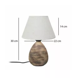 LISBON 204-0150 Vintage Eπιτραπέζιο Φωτιστικό Μονόφωτο 1 x E27 IP20 Καφέ Κεραμικό με Μπεζ Ύφασμα - Μ22 x Π22 x Υ30cm