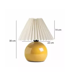 LISBON 204-0155 Μοντέρνο Eπιτραπέζιο Φωτιστικό Μονόφωτο 1 x E27 IP20 Κίτρινο Μέταλλο με Μπεζ Ύφασμα - Μ22 x Π22 x Υ38cm