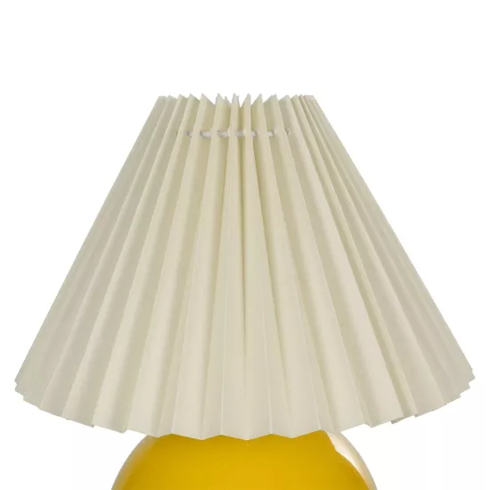 LISBON 204-0155 Μοντέρνο Επιτραπέζιο Φωτιστικό Πορτατίφ με Ντουί 1 x E27 AC 220-240V IP20 - Κίτρινο & Μπεζ - Μ24 x Π24 x Υ28cm