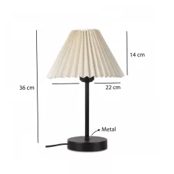 ORACLE 204-0156 Μοντέρνο Eπιτραπέζιο Φωτιστικό Μονόφωτο 1 x E27 IP20 Μαύρο Μέταλλο με Μπεζ Ύφασμα - Μ22 x Π22 x Υ36cm