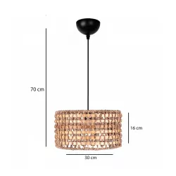 POMEGRANDE 204-0158 Boho Κρεμαστό Φωτιστικό Οροφής με Ντουί 1 x E27 AC 220-240V IP20 - Μπεζ & Καφέ - Μ30 x Π30 x Υ18cm