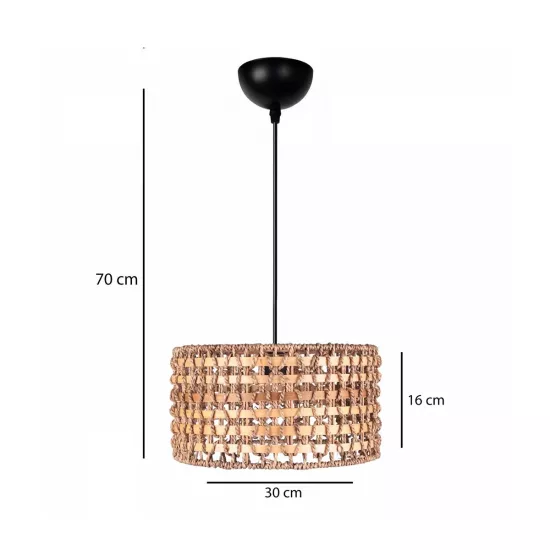 POMEGRANDE 204-0158 Boho Κρεμαστό Φωτιστικό Kαπέλο Μονόφωτο 1 x E27 IP20 Μπεζ Rattan με Καφέ Ξυλο - Μ30 x Π30 x Υ16cm POMEGRANDE 204-0158 Boho Κρεμαστό Φωτιστικό Kαπέλο Μονόφωτο 1 x E27 IP20 Μπεζ Rattan με Καφέ Ξυλο - Μ30 x Π30 x Υ16cm