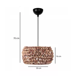 DARIO 204-0159 Boho Κρεμαστό Φωτιστικό Οροφής με Ντουί 1 x E27 AC 220-240V IP20 - Καφέ - Μ30 x Π30 x Υ18cm