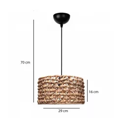 POMEGRANDE 204-0160 Boho Κρεμαστό Φωτιστικό Οροφής με Ντουί 1 x E27 AC 220-240V IP20 - Καφέ - Μ30 x Π30 x Υ19cm