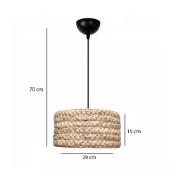 POMEGRANDE 204-0161 Boho Κρεμαστό Φωτιστικό Οροφής με Ντουί 1 x E27 AC 220-240V IP20 - Μπεζ - Μ32 x Π32 x Υ19cm