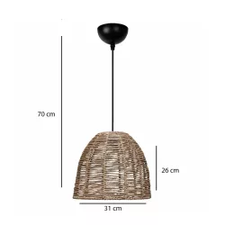 MEKA 204-0162 Boho Κρεμαστό Φωτιστικό Οροφής με Ντουί 1 x E27 AC 220-240V IP20 - Καφε - Μ30 x Π30 x Υ28cm