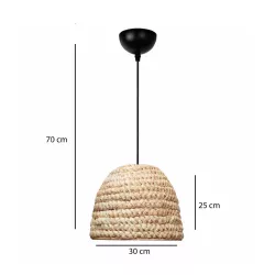 MEKA 204-0163 Boho Κρεμαστό Φωτιστικό Οροφής με Ντουί 1 x E27 AC 220-240V IP20 - Μπεζ - Μ30 x Π30 x Υ25cm