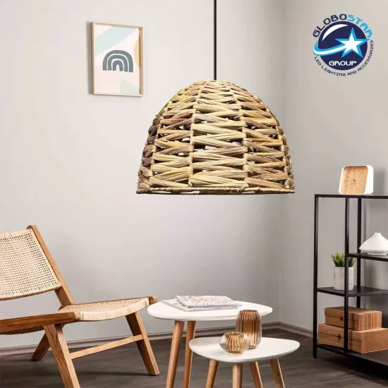 MEKA 204-0165 Boho Κρεμαστό Φωτιστικό Καμπάνα Μονόφωτο 1 x E27 IP20 Μπεζ Rattan - Μ30 x Π30 x Υ25cm MEKA 204-0165 Boho Κρεμαστό Φωτιστικό Καμπάνα Μονόφωτο 1 x E27 IP20 Μπεζ Rattan - Μ30 x Π30 x Υ25cm