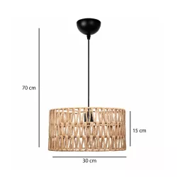 POMEGRANDE 204-0166 Boho Κρεμαστό Φωτιστικό Οροφής με Ντουί 1 x E27 AC 220-240V IP20 - Μπεζ - Μ30 x Π30 x Υ18cm