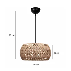 DARIO 204-0168 Boho Κρεμαστό Φωτιστικό Οροφής με Ντουί 1 x E27 AC 220-240V IP20 - Καφέ - Μ31 x Π31 x Υ18,5cm