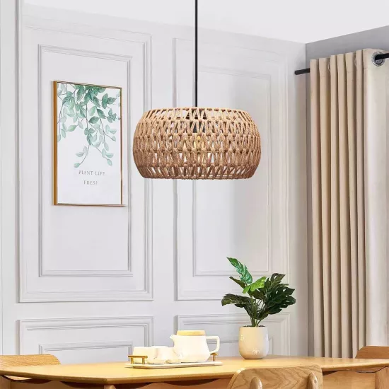 DARIO 204-0168 Boho Κρεμαστό Φωτιστικό Kαπέλο Μονόφωτο 1 x E27 IP20 Καφέ Σχοινί - Μ30 x Π30 x Υ15cm