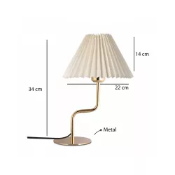 LIVL 204-0169 Μοντέρνο Eπιτραπέζιο Φωτιστικό Μονόφωτο 1 x E27 IP20 Χρυσό Μέταλλο με Μπεζ Ύφασμα - Μ22 x Π22 x Υ34cm