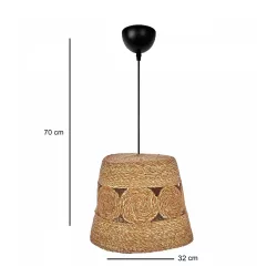 PANIER 204-0170 Boho Κρεμαστό Φωτιστικό Οροφής με Ντουί 1 x E27 AC 220-240V IP20 - Μπεζ - Μ32 x Π32 x Υ30cm