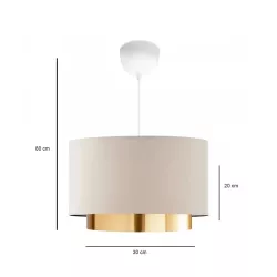 BASIL 204-0173 Μοντέρνο Κρεμαστό Φωτιστικό Οροφής με Ντουί 1 x E27 AC 220-240V IP20 - Μπεζ & Χρυσό - Μ30 x Π30 x Υ20cm