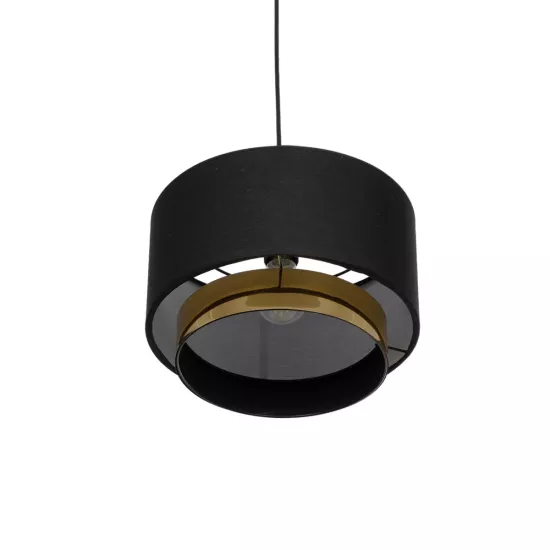 BASIL 204-0174 Μοντέρνο Κρεμαστό Φωτιστικό Οροφής με Ντουί 1 x E27 AC 220-240V IP20 - Μαύρο & Χρυσό - Μ30 x Π30 x Υ20cm