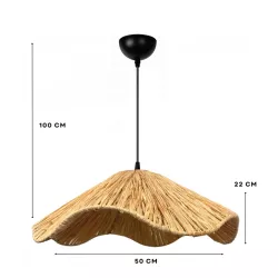 PAJERO 204-0177 Boho Κρεμαστό Φωτιστικό Οροφής Μονόφωτο 1 x E27 AC 220-240V IP20 Μπεζ - Μ50 x Π50 x Υ22cm