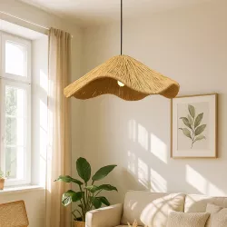 PAJERO 204-0177 Boho Κρεμαστό Φωτιστικό Οροφής Μονόφωτο 1 x E27 AC 220-240V IP20 Μπεζ - Μ50 x Π50 x Υ22cm