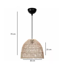 CESTINO 204-0178 Boho Κρεμαστό Φωτιστικό Οροφής Μονόφωτο 1 x E27 AC 220-240V IP20 Μπεζ - Μ30 x Π30 x Υ25cm