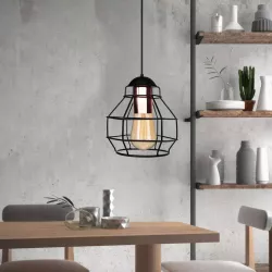 BUR 204-0180 Μοντέρνο Κρεμαστό Φωτιστικό Οροφής Μονόφωτο 1 x E27 AC 220-240V IP20 Μαύρο - Μ16 x Π16 x Υ19cm