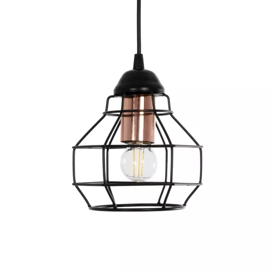 BUR 204-0180 Μοντέρνο Κρεμαστό Φωτιστικό Οροφής Μονόφωτο 1 x E27 AC 220-240V IP20 Μαύρο - Μ16 x Π16 x Υ19cm