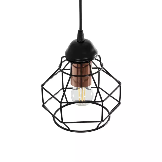 BUR 204-0180 Μοντέρνο Κρεμαστό Φωτιστικό Οροφής Μονόφωτο 1 x E27 AC 220-240V IP20 Μαύρο - Μ16 x Π16 x Υ19cm