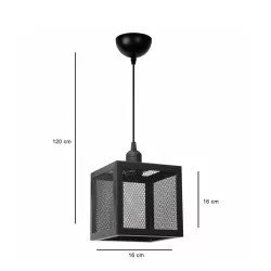 JAULA 204-0181 Μοντέρνο Κρεμαστό Φωτιστικό Οροφής Μονόφωτο 1 x E27 AC 220-240V IP20 Μαύρο - Μ16 x Π16 x Υ16cm