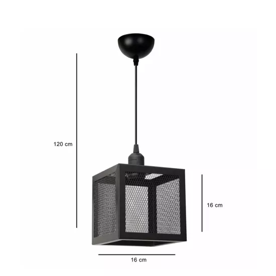 JAULA 204-0181 Μοντέρνο Κρεμαστό Φωτιστικό Οροφής Μονόφωτο 1 x E27 AC 220-240V IP20 Μαύρο - Μ16 x Π16 x Υ16cm