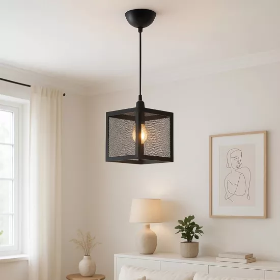 JAULA 204-0181 Μοντέρνο Κρεμαστό Φωτιστικό Οροφής Μονόφωτο 1 x E27 AC 220-240V IP20 Μαύρο - Μ16 x Π16 x Υ16cm