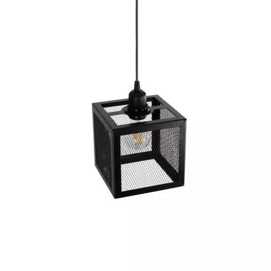 JAULA 204-0181 Μοντέρνο Κρεμαστό Φωτιστικό Οροφής Μονόφωτο 1 x E27 AC 220-240V IP20 Μαύρο - Μ16 x Π16 x Υ16cm