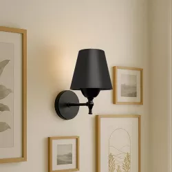 ELEGANTE 204-0185 Μοντέρνο Φωτιστικό Τοίχου - Απλίκα με Ντουί 1 x E27 AC 220-240V IP20 - Μαύρο - Μ14 x Π22 x Υ24cm