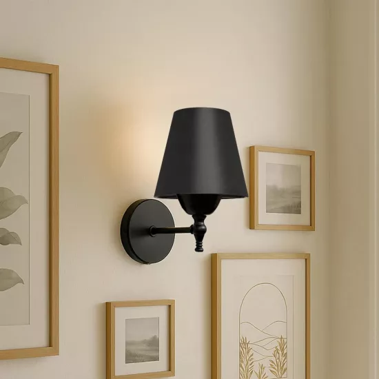 ELEGANTE 204-0185 Μοντέρνο Φωτιστικό Τοίχου Απλίκα Μονόφωτο 1 x E27 AC 220-240V IP20 Μαύρο - Μ14 x Π14 x Υ26cm