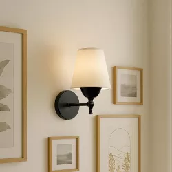 ELEGANTE 204-0186 Μοντέρνο Φωτιστικό Τοίχου - Απλίκα με Ντουί 1 x E27 AC 220-240V IP20 - Μαύρο & Μπεζ - Μ14 x Π22 x Υ24cm