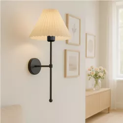 LING 204-0188 Μοντέρνο Φωτιστικό Τοίχου - Απλίκα με Ντουί 1 x E27 AC 220-240V IP20 - Μαύρο & Μπεζ - Μ22 x Π25 x Υ53cm