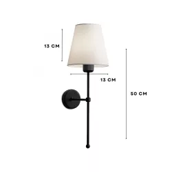 LING 204-0190 Μοντέρνο Φωτιστικό Τοίχου - Απλίκα με Ντουί 1 x E27 AC 220-240V IP20 - Μαύρο & Μπεζ - Μ14 x Π21 x Υ54cm