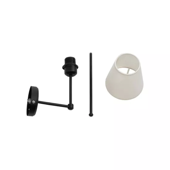 LING 204-0190 Μοντέρνο Φωτιστικό Τοίχου - Απλίκα με Ντουί 1 x E27 AC 220-240V IP20 - Μαύρο & Μπεζ - Μ14 x Π21 x Υ54cm