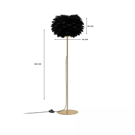 ALES 204-0193 Μοντέρνο Επιδαπέδιο Φωτιστικό με Ντουί 1 x E27 AC 220-240V IP20 - Μαύρο & Χρυσό - Μ40 x Π40 x Υ150cm