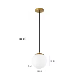 GLOBIDIO 204-0195 Μοντέρνο Κρεμαστό Φωτιστικό Οροφής με Ντουί 1 x E27 AC 220-240V IP20 - Χρύσο & Λευκό - Μ15 x Π15 x Υ15cm