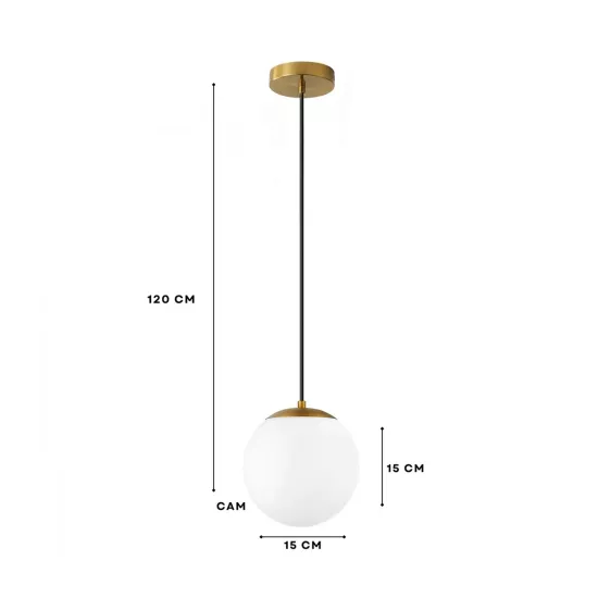 GLOBIDIO 204-0195 Μοντέρνο Κρεμαστό Φωτιστικό Οροφής με Ντουί 1 x E27 AC 220-240V IP20 - Χρύσο & Λευκό - Μ15 x Π15 x Υ15cm