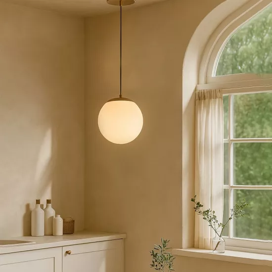 GLOBIDIO 204-0195 Μοντέρνο Κρεμαστό Φωτιστικό Οροφής με Ντουί 1 x E27 AC 220-240V IP20 - Χρύσο & Λευκό - Μ15 x Π15 x Υ15cm