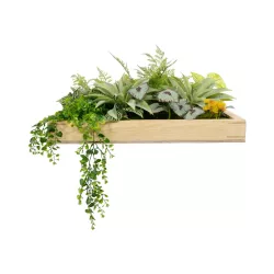 Artificial Garden VARIOUS PLANT 20641 Τεχνητό Διακοσμητικό Φυλλωσιάς σε Ξύλινο Πάνελ - Κάθετος Κήπος Μιξ Μ60 x Π60 x Υ32cm