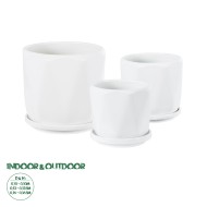 Artificial Garden KARPATHOS 20463 ΣΕΤ 3 Πήλινα Κεραμικά Κασπώ Γλάστρες - Flower Pots Λευκό A:Φ10cm x Υ10cm B:Φ13cm x Υ13.5cm C:Φ16cm x Υ16.5cm