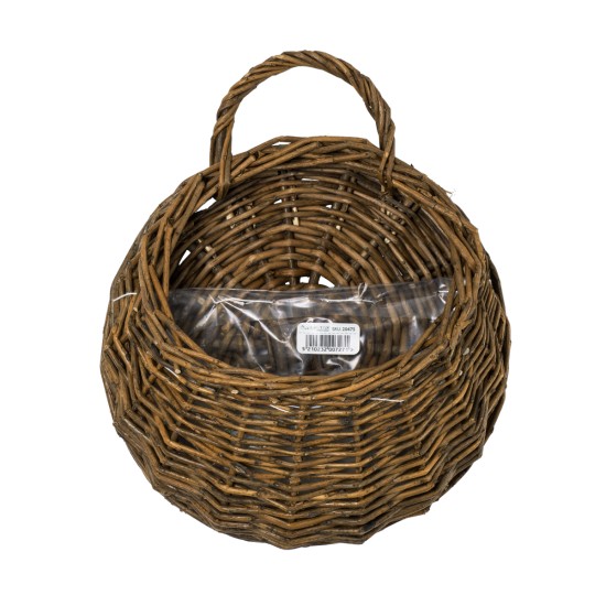 Artificial Garden SXOINOUSA 20475 Επιτοίχιο Ρατάν Πλεκτό Κασπώ Γλάστρα - Flower Pot Καφέ Φ26cm x Υ20cm
