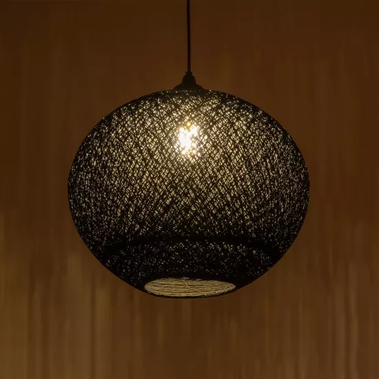 SOLEI 205-0004 Boho Κρεμαστό Φωτιστικό Οροφής με Ντουί 1 x E27 AC 220-240V IP20 - Μαύρο - M40 x Π40 x Υ36cm