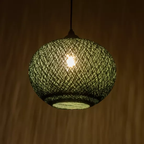 SOLEI 205-0014 Boho Κρεμαστό Φωτιστικό Οροφής με Ντουί 1 x E27 AC 220-240V IP20 - Πράσινο - M30 x Π30 x Υ26cm