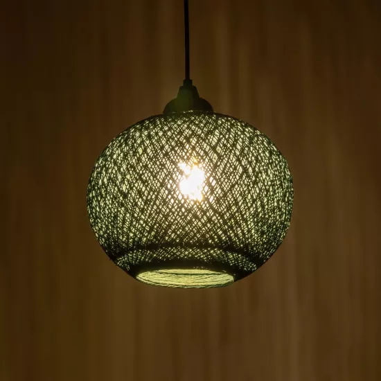 SOLEI 205-0015 Boho Κρεμαστό Φωτιστικό Οροφής με Ντουί 1 x E27 AC 220-240V IP20 - Πράσινο - M20 x Π20 x Υ25cm
